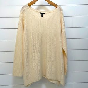 Eileen Fisher Merino Wool Sweater Cream Medium